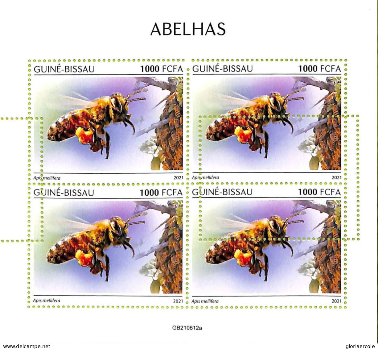 A7598 - GUINE BISSAU - ERROR MISPERF Stamp Sheet - 2021 - Insects, Honeyees - Abeilles