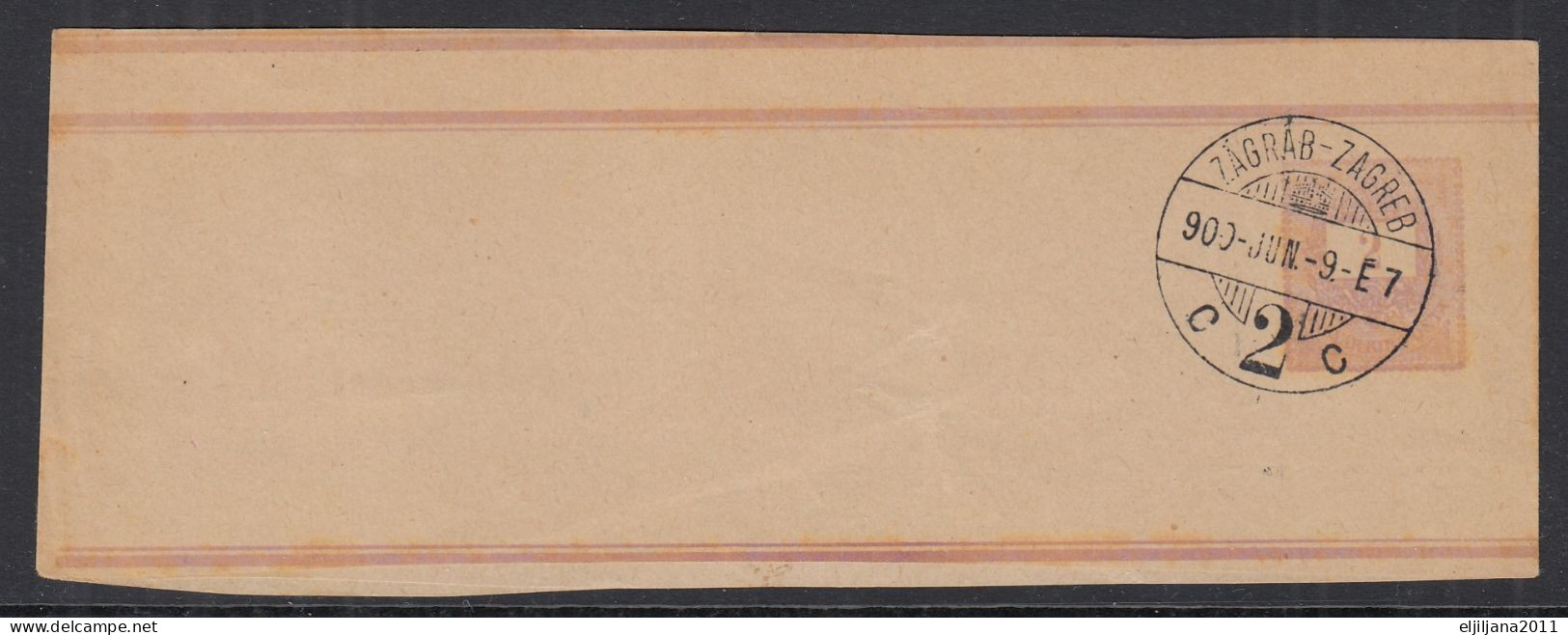 ⁕ Hungary 1900 Croatia ⁕ Nice Postmark ZAGREB, Postage For Newspapers ⁕ Hungary Postal Stationery - Enteros Postales