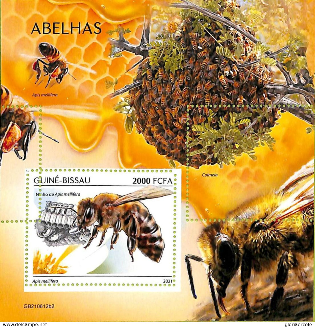 A7599 - GUINE BISSAU - ERROR MISPERF Stamp Sheet - 2021 - Insects, Honey Bees - Abeilles