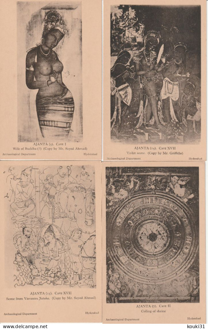 Ajanta : 21 Cartes En Bon état Des Grottes Bouddhistes - Buddhismus