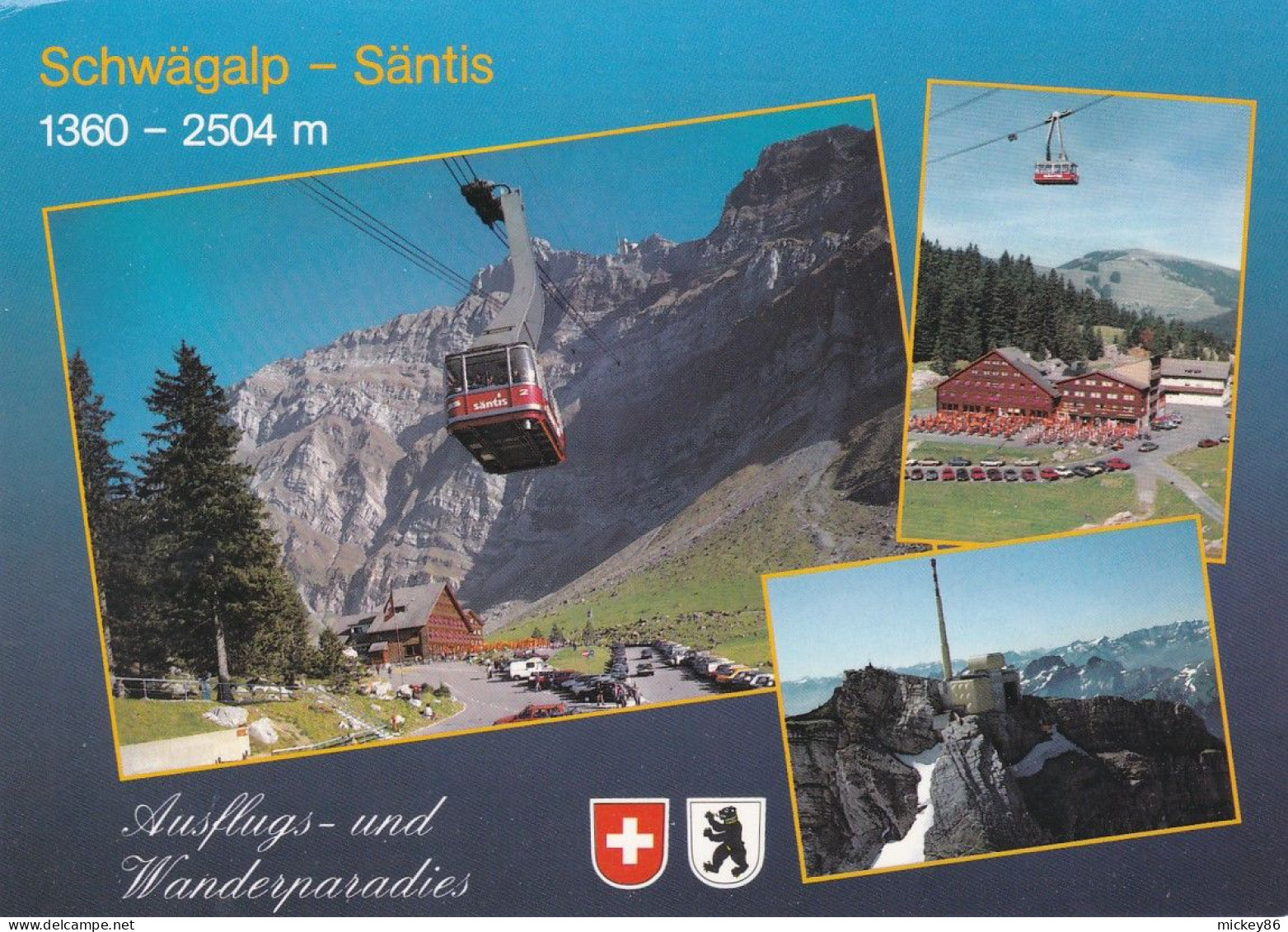 Suisse --SCHWAEGALP--SAENTIS --1988--Multivues .( Téléférique )...timbre   ..cachet  CHUR  - - Saentis