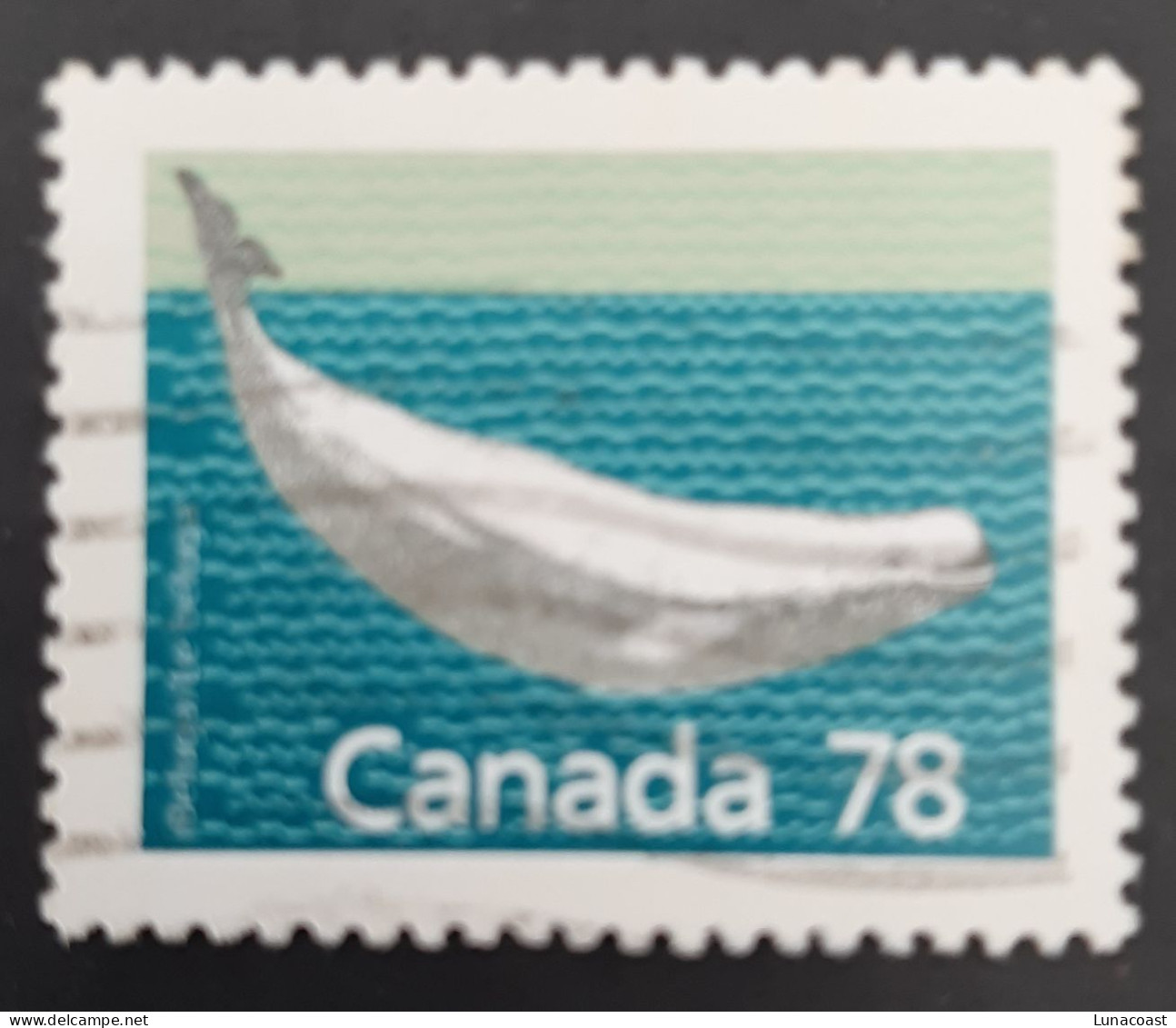 Canada 1990  USED  Sc1179b,   PERF. 13.1 X 13.1,  78c Beluga Whale - Used Stamps
