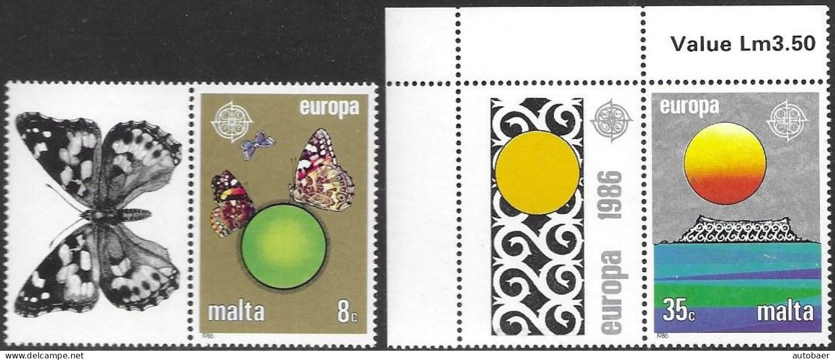 Malta 1986 Europa Cept WITH LABELS ! AVEC VIGNETTES Mi.no. 746-47 MNH ** Postfr. Neuf - 1986