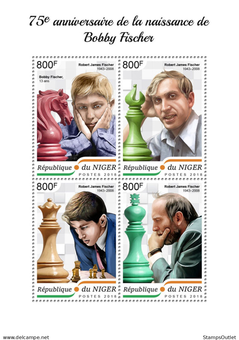  NIGER 2018 MNH  Bobby Fischer  Michel Code: 5948-5951. Yvert&Tellier Code: 4789-4792 - Nigeria (1961-...)