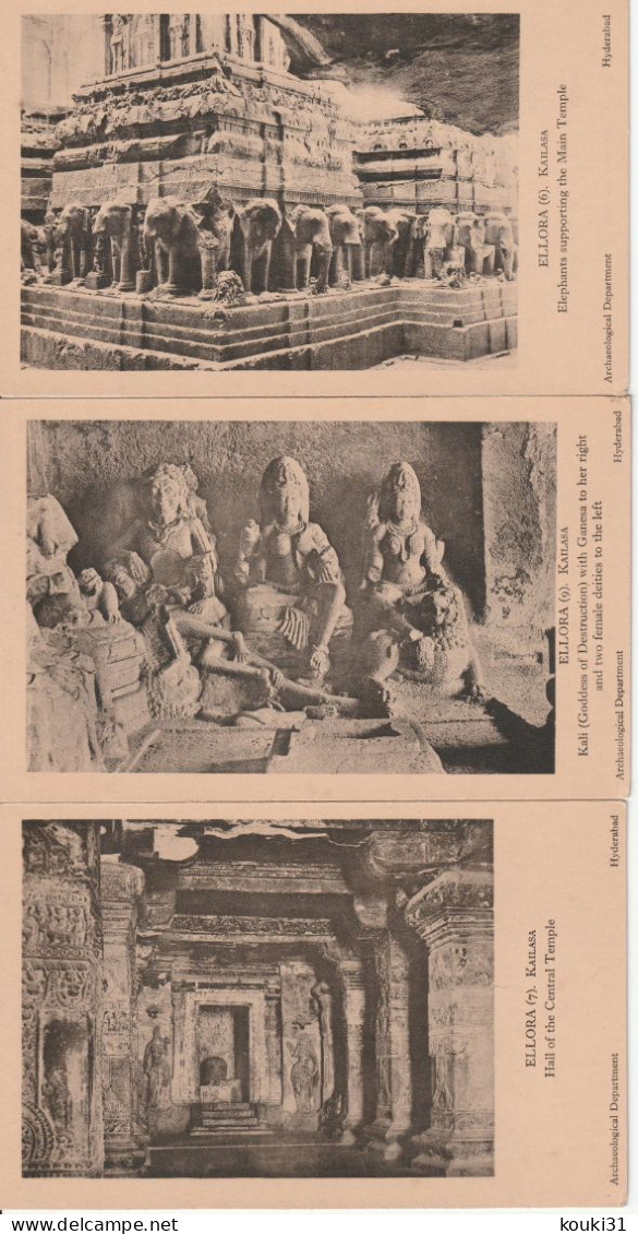 Ellora : 20 Cartes En Bon état Des Grottes Bouddhistes - Buddhismus