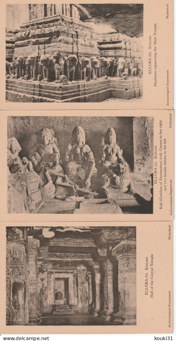 Ellora : 20 Cartes En Bon état Des Grottes Bouddhistes - Bouddhisme