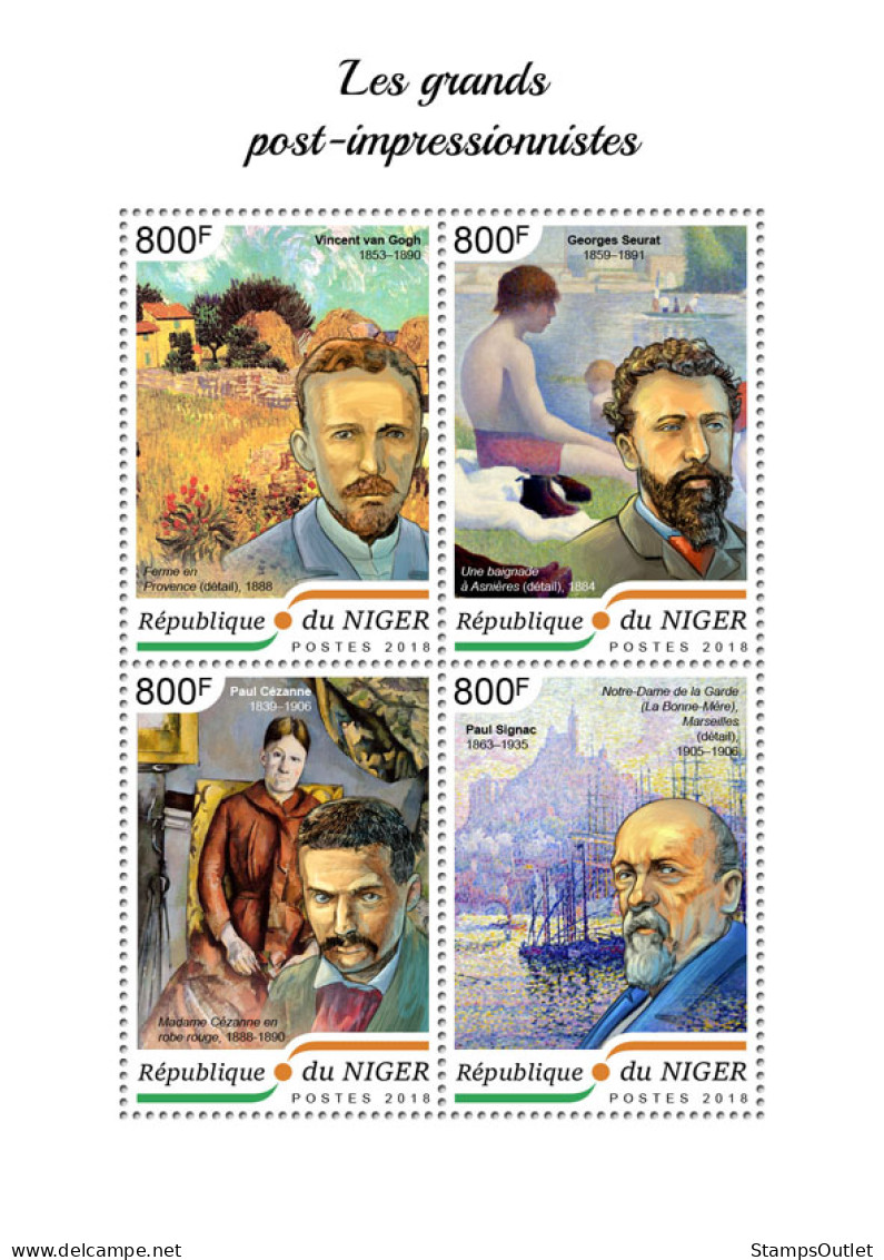  NIGER 2018 MNH  The Great Post Impressionists  Michel Code: 5933-5936. Yvert&Tellier Code: 4809-4812 - Nigeria (1961-...)