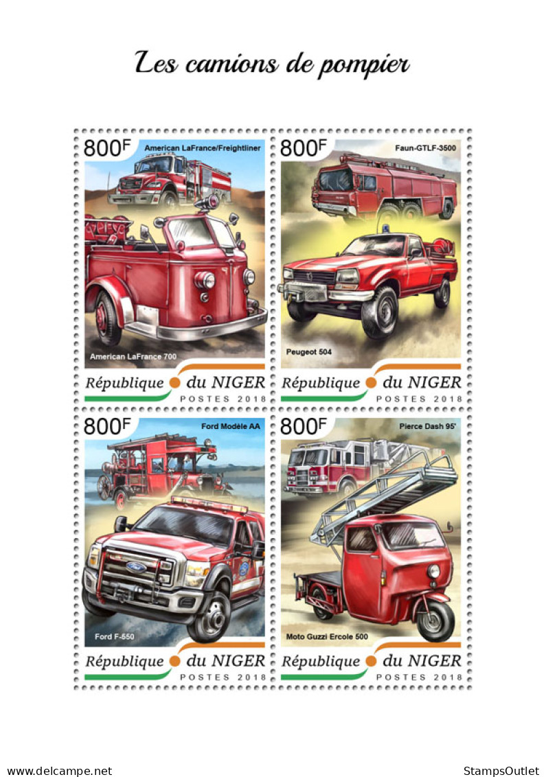  NIGER 2018 MNH  Fire Engines  Michel Code: 5918-5921. Yvert&Tellier Code: 4817-4820 - Nigeria (1961-...)