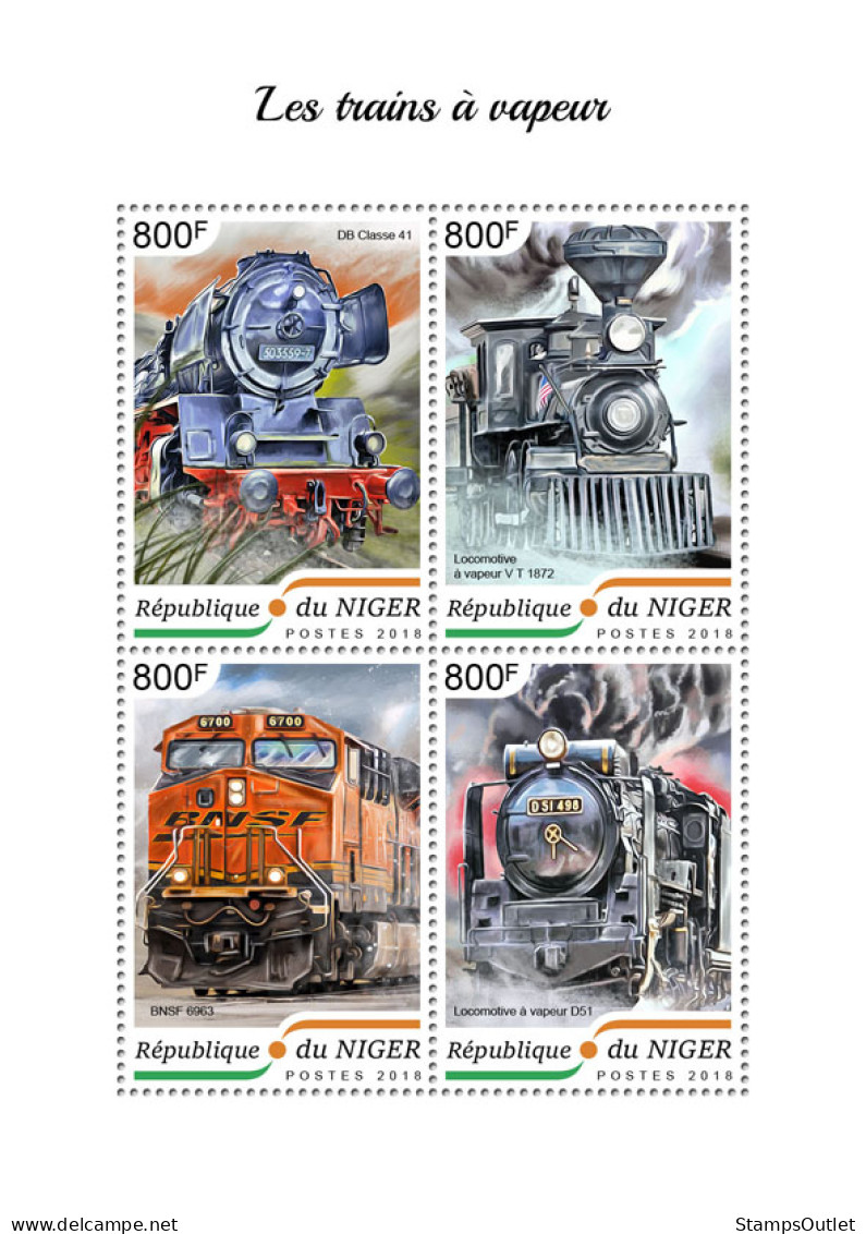  NIGER 2018 MNH  Steam Trains  Michel Code: 5908-5911. Yvert&Tellier Code: 4821-4824 - Nigeria (1961-...)