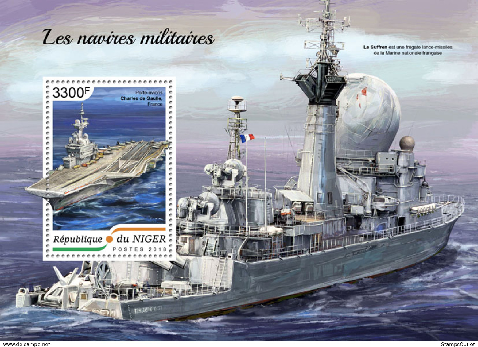  NIGER 2018 MNH  Military Ships  Michel Code:  5917 / Bl.884. Yvert&Tellier Code: 917 - Nigeria (1961-...)