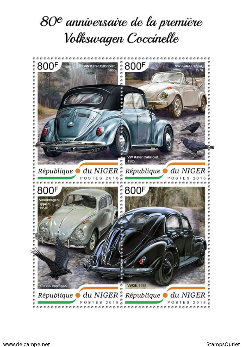  NIGER 2018 MNH  Volkswagen Beetle  Michel Code: 5943-5946. Yvert&Tellier Code: 4829-4832 - Nigeria (1961-...)