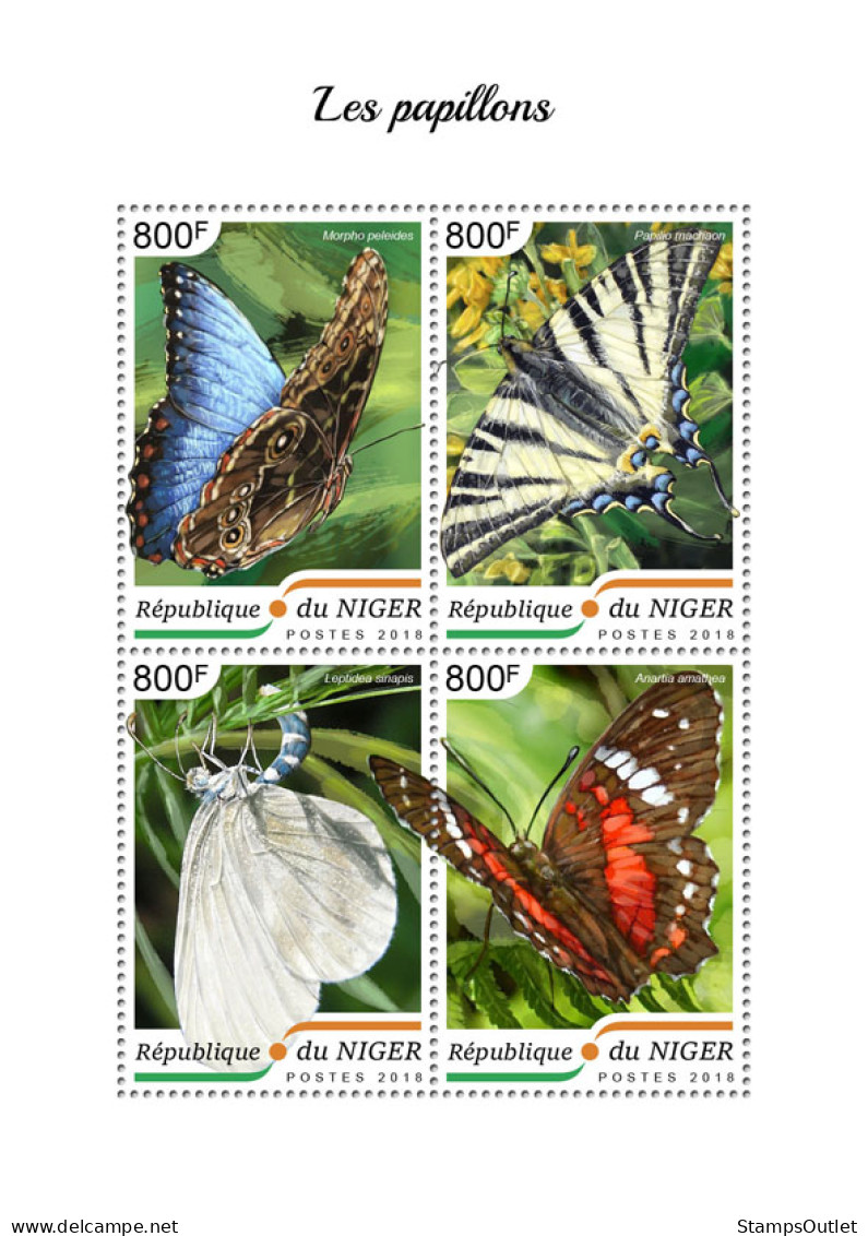  NIGER 2018 MNH  Butterflies  Michel Code: 5868-5871. Yvert&Tellier Code: 4853-4856 - Nigeria (1961-...)