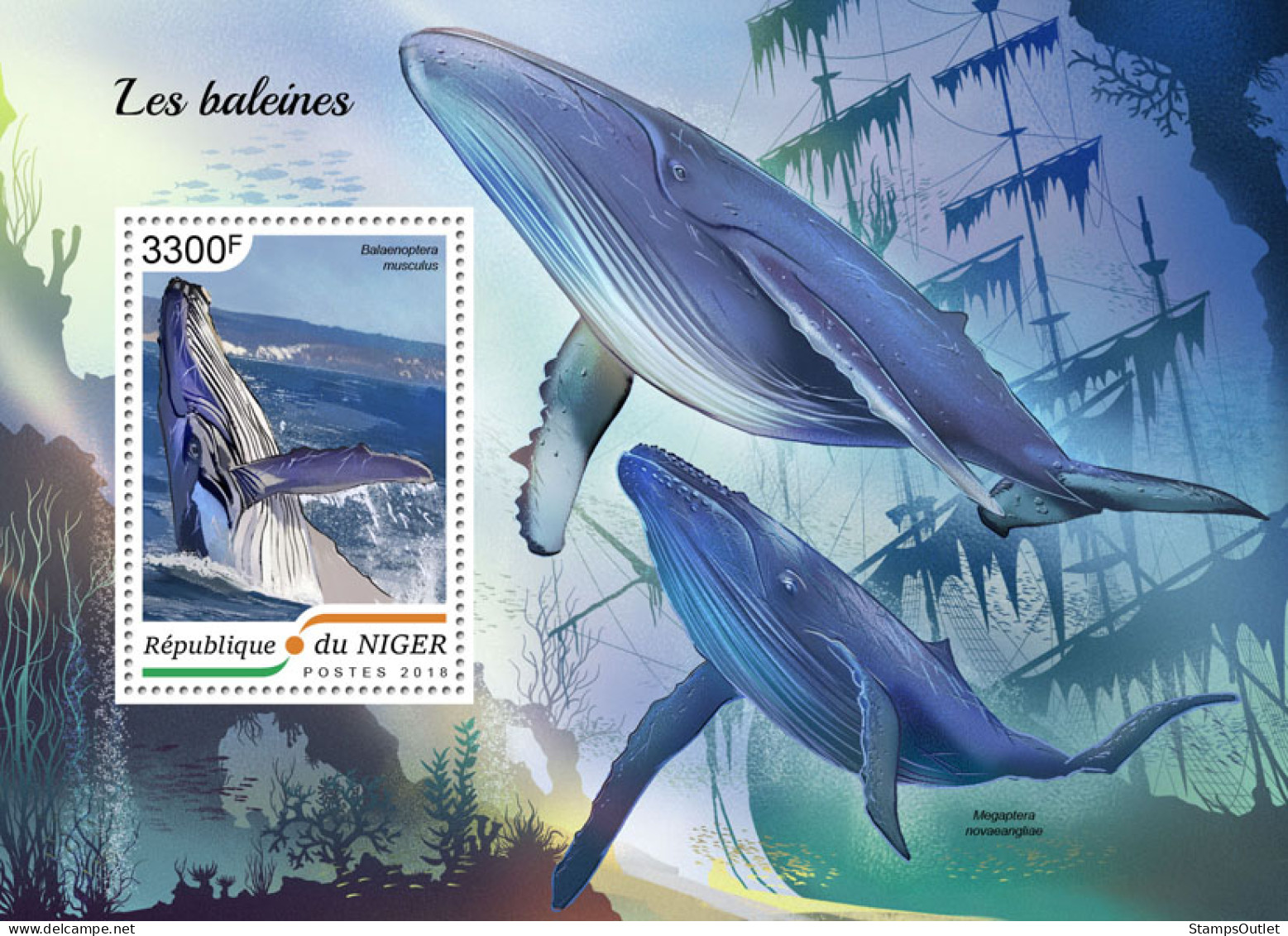  NIGER 2018 MNH  Whales  Michel Code:  5892 / Bl.879. Yvert&Tellier Code: 929 - Nigeria (1961-...)