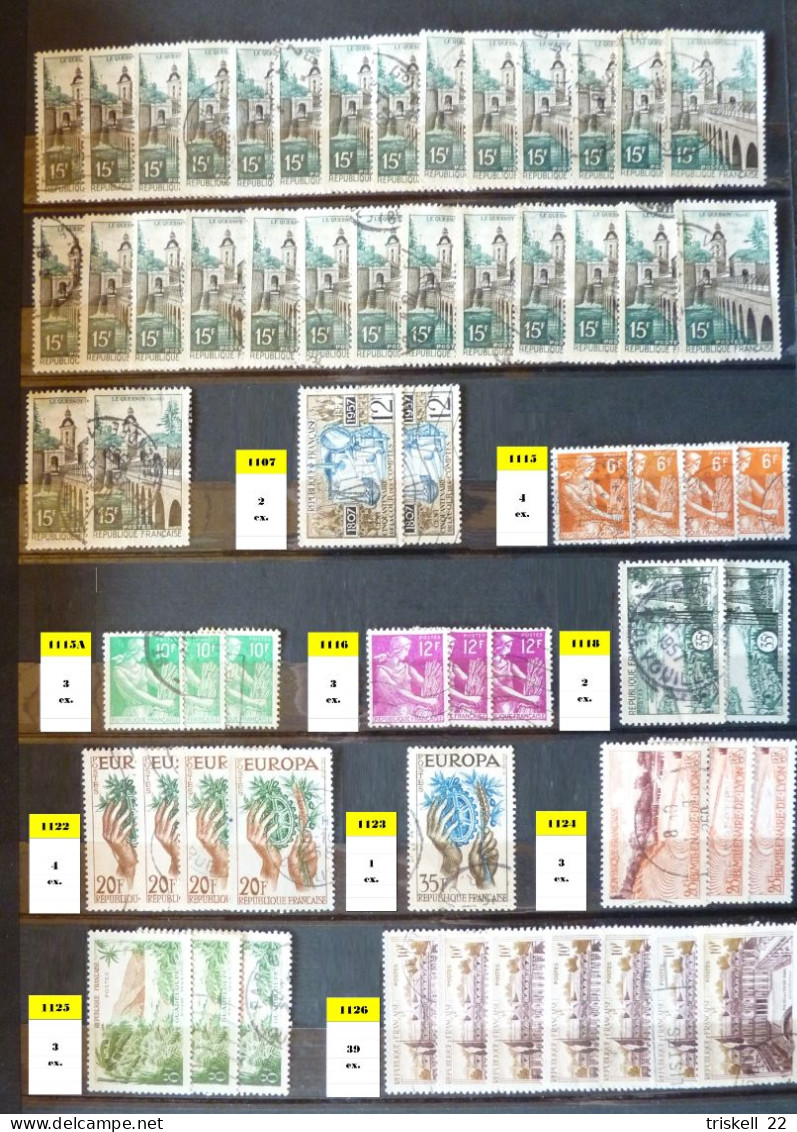 FRANCE  Album 1 contenant 2843 timbres français oblitérés entre le n° 880 & 1524 (album offert) - cote 1100 euros