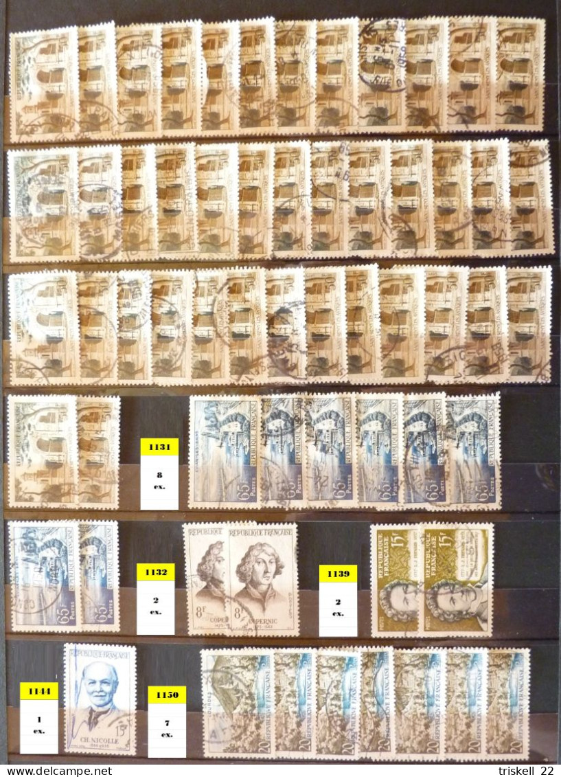 FRANCE  Album 1 contenant 2843 timbres français oblitérés entre le n° 880 & 1524 (album offert) - cote 1100 euros