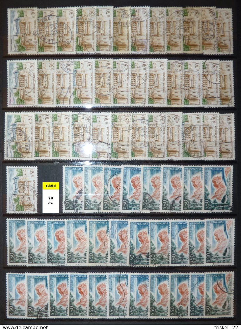 FRANCE  Album 1 contenant 2843 timbres français oblitérés entre le n° 880 & 1524 (album offert) - cote 1100 euros