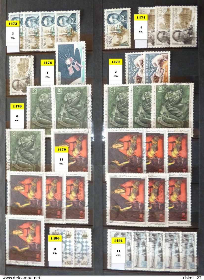 FRANCE  Album 1 contenant 2843 timbres français oblitérés entre le n° 880 & 1524 (album offert) - cote 1100 euros