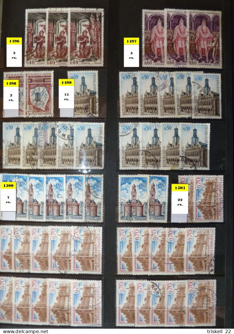 FRANCE  Album 1 contenant 2843 timbres français oblitérés entre le n° 880 & 1524 (album offert) - cote 1100 euros