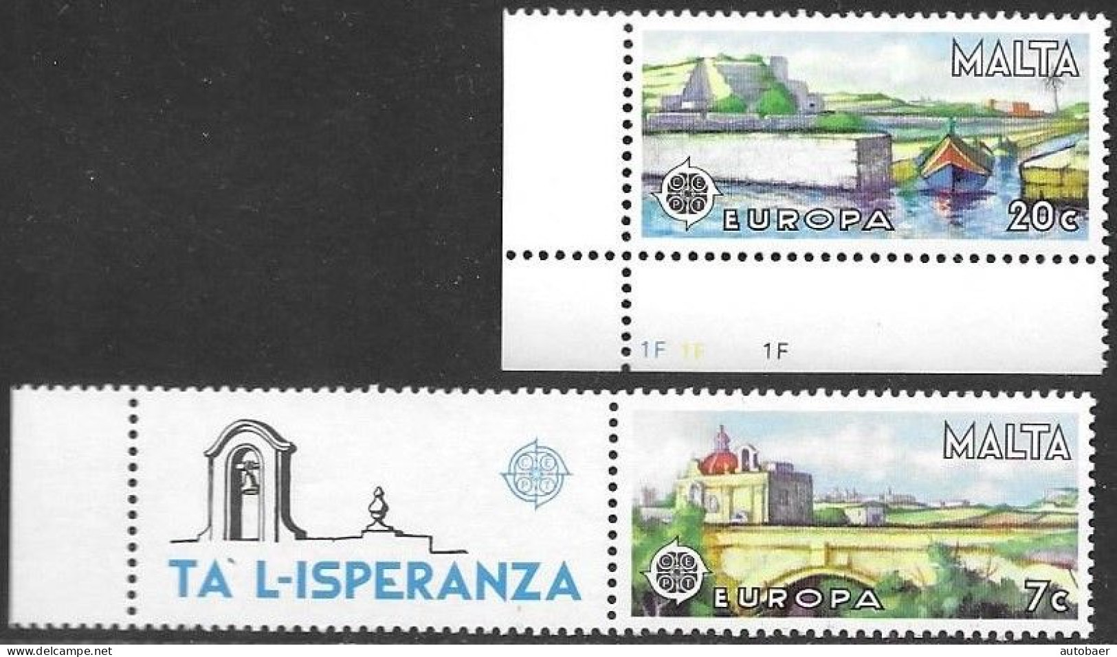 Malta 1977 Europa Cept 1 WITH LABEL 1 AVEC VIGNETTE Mi.no. 554-55 MNH ** Postfr. Neuf - 1977