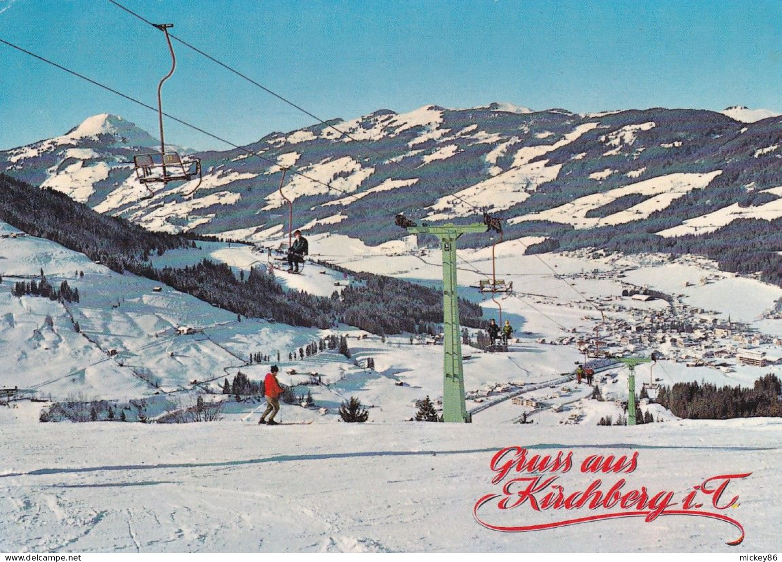 Autriche -- KRICHBERG In TIROL --- 1977--Gruss Aus Kirchberg --Vue Générale ( Ski,animée)  ...timbre...cachet - Kirchberg