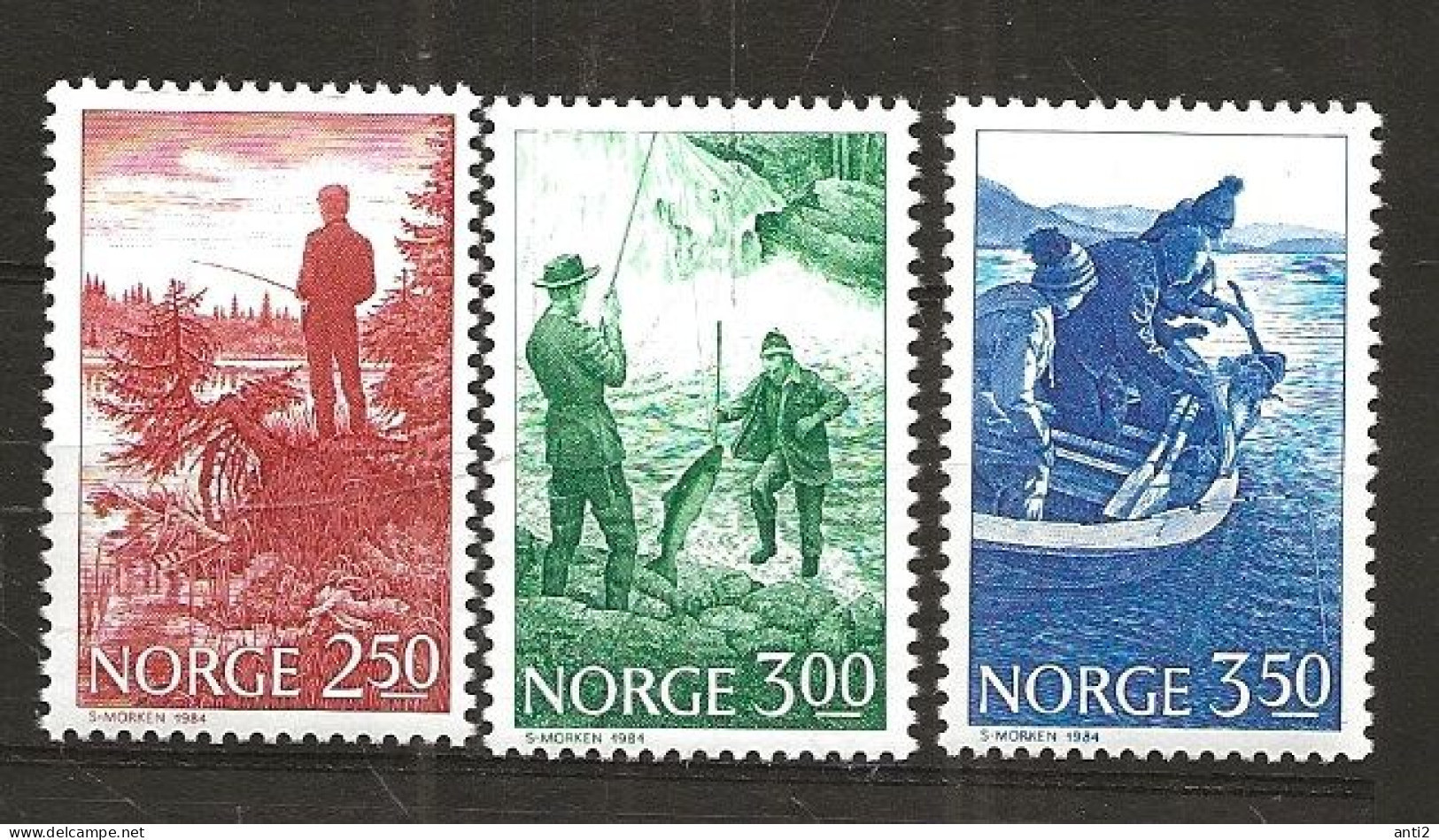 Norway 1984 Sport Fishing, Fishing In The Lake, Salmon Fishing  And Fishing In The Fjord Mi 899 - 901, MNH(**) - Nuevos