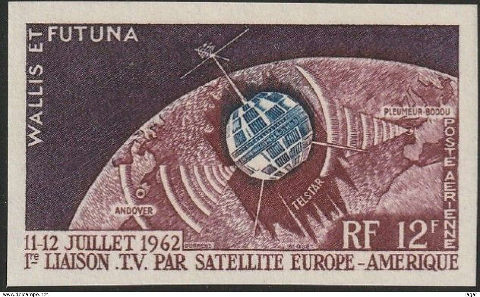 THEMATIC SPACE:  SATELLITE T.V. LINK EUROPE-AMERICA -  IMPERFORATED  -  WALLIS AND FUTUNA - Oceanië