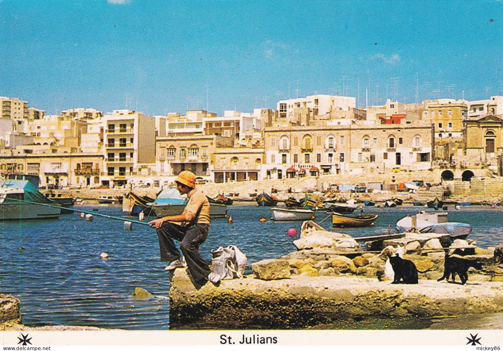 Malte --- St JULIANS  -- Vue Générale ( Pêcheur Et Chats ) - Malta