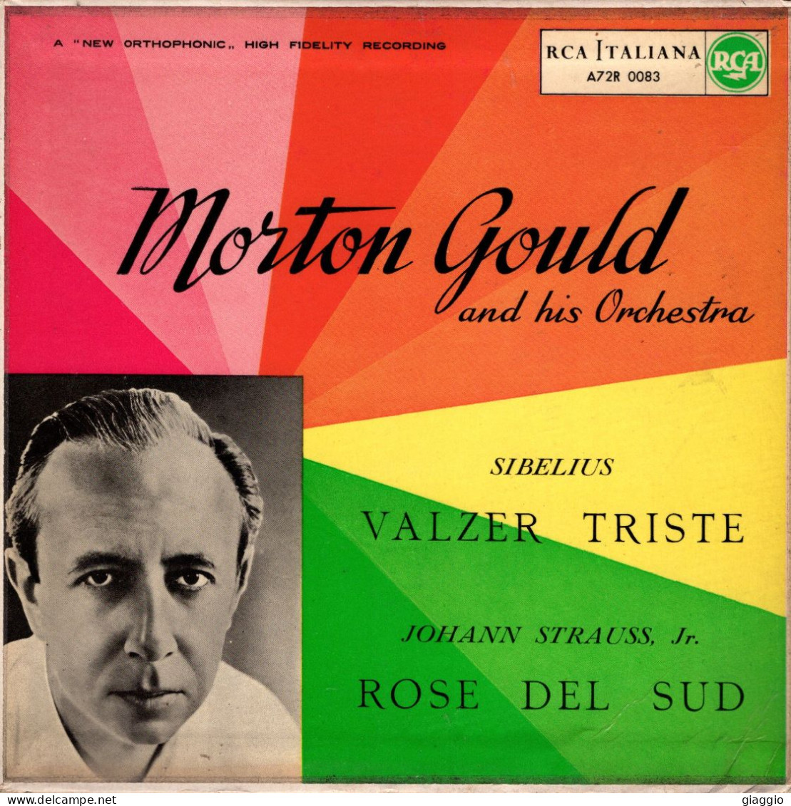 °°° 626) 45 GIRI - MORTON GOULD - VALZER TRISTE / ROSE DEL SUD °°° - Otros - Canción Italiana