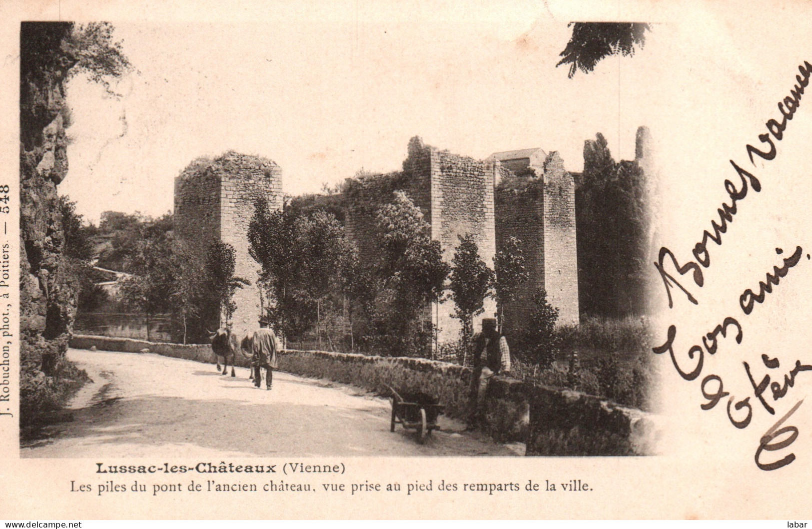 CPA LUSSAC LES CHATEAUX 86 Les Piles Du Pont De L'ancien Château Animée 1903 - Lussac Les Chateaux