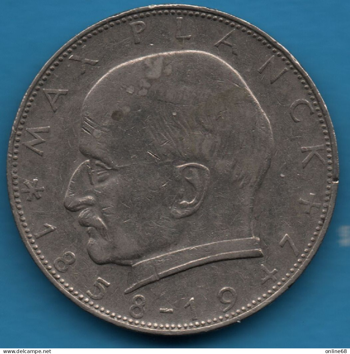 GERMANY 2 DEUTSCHE MARK 1959 D KM# 116 Max Planck - 2 Marchi