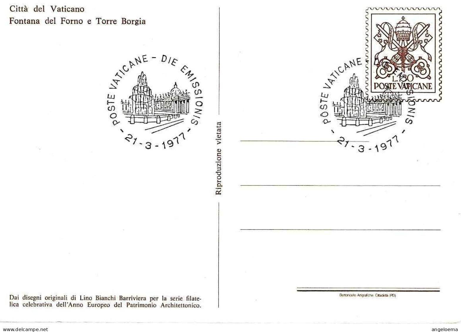 VATICANO - 1977 Fontane (fontana Borgia, Basilica S.Pietro) Su Cartolina Postale CP £.130 Con Annullo Fdc (fontana) -295 - Cristianismo