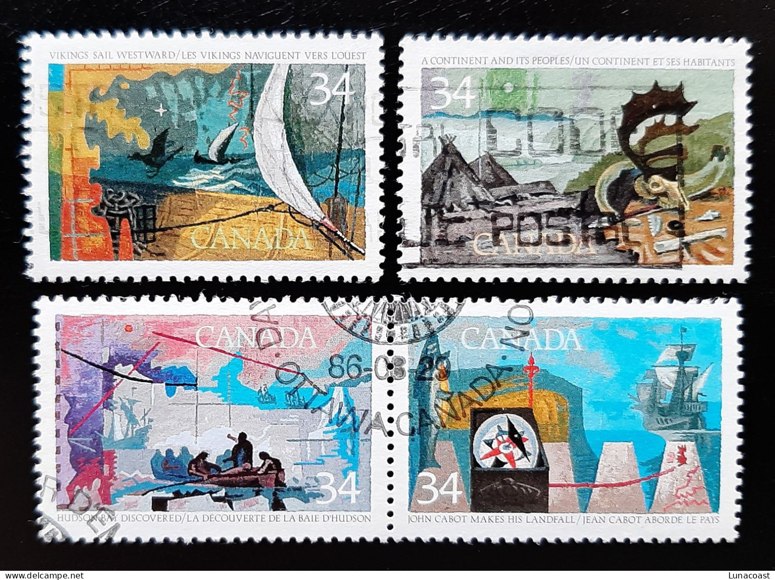 Canada 1987  USED  Sc1126 -1129,  4 X 34c Exploration -2 - Used Stamps