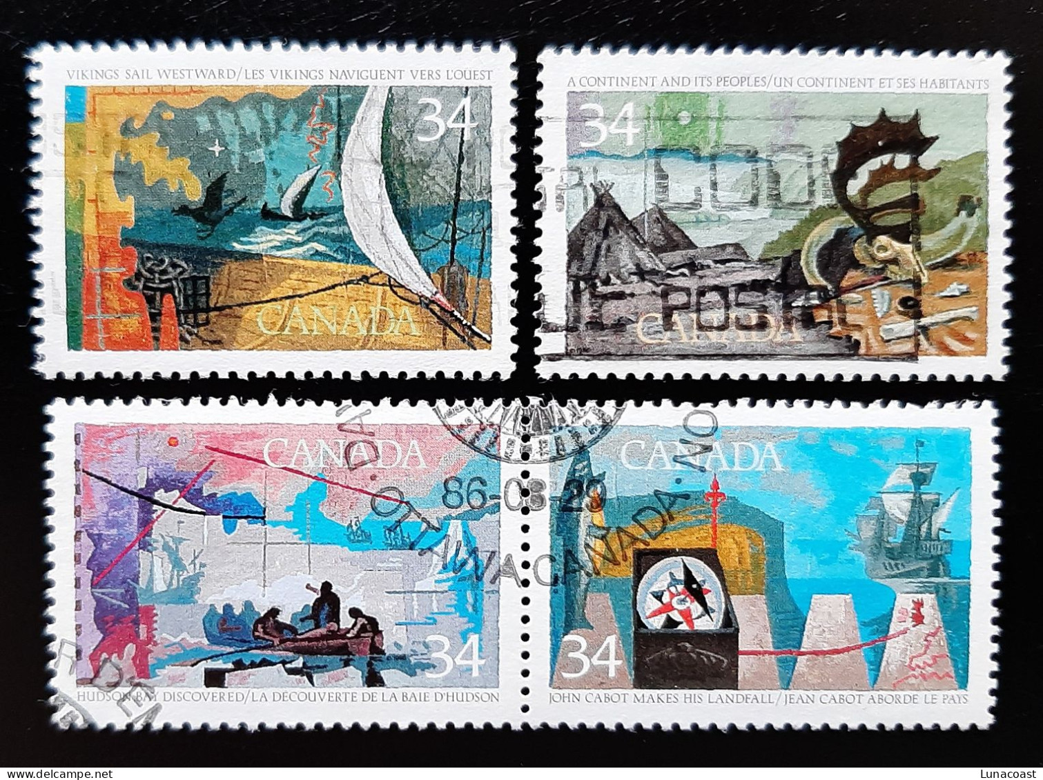 Canada 1987  USED  Sc1126 -1129,  4 X 34c Exploration -2 - Oblitérés