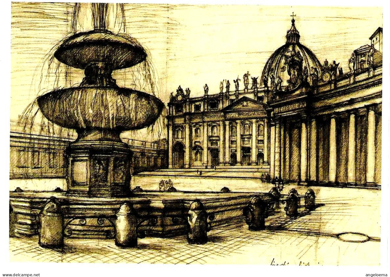 VATICANO -1977 Fontane (fontana Di Piazza S.Pietro) Su Cartolina Postale CP £.120 Con Annullo Fdc (fontana) - 164 - Cristianismo