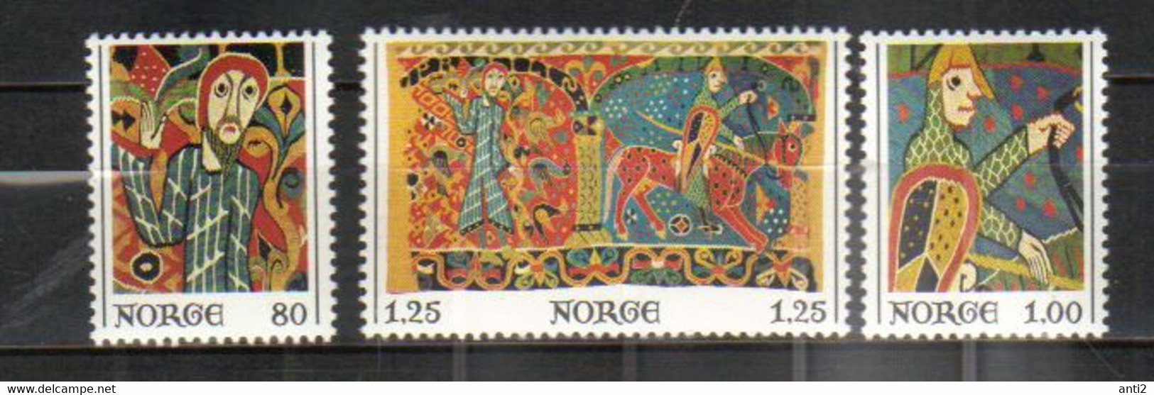 Norway Norge 1976 Christmas, Baldishol Church Tapestry Depicting The Months Of April And May Mi 734-736, MNH(**) - Neufs