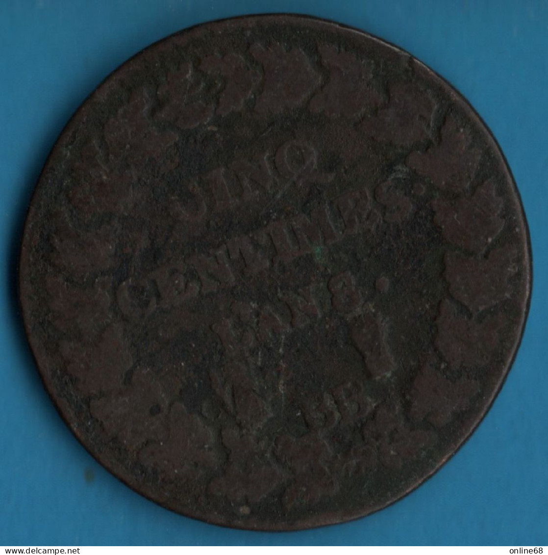 FRANCE 5 CENTIMES AN 8 BB  F# 115, Gad# 126, KM# 640 Dupré - 1792-1804 1ère République (An I – An XII)