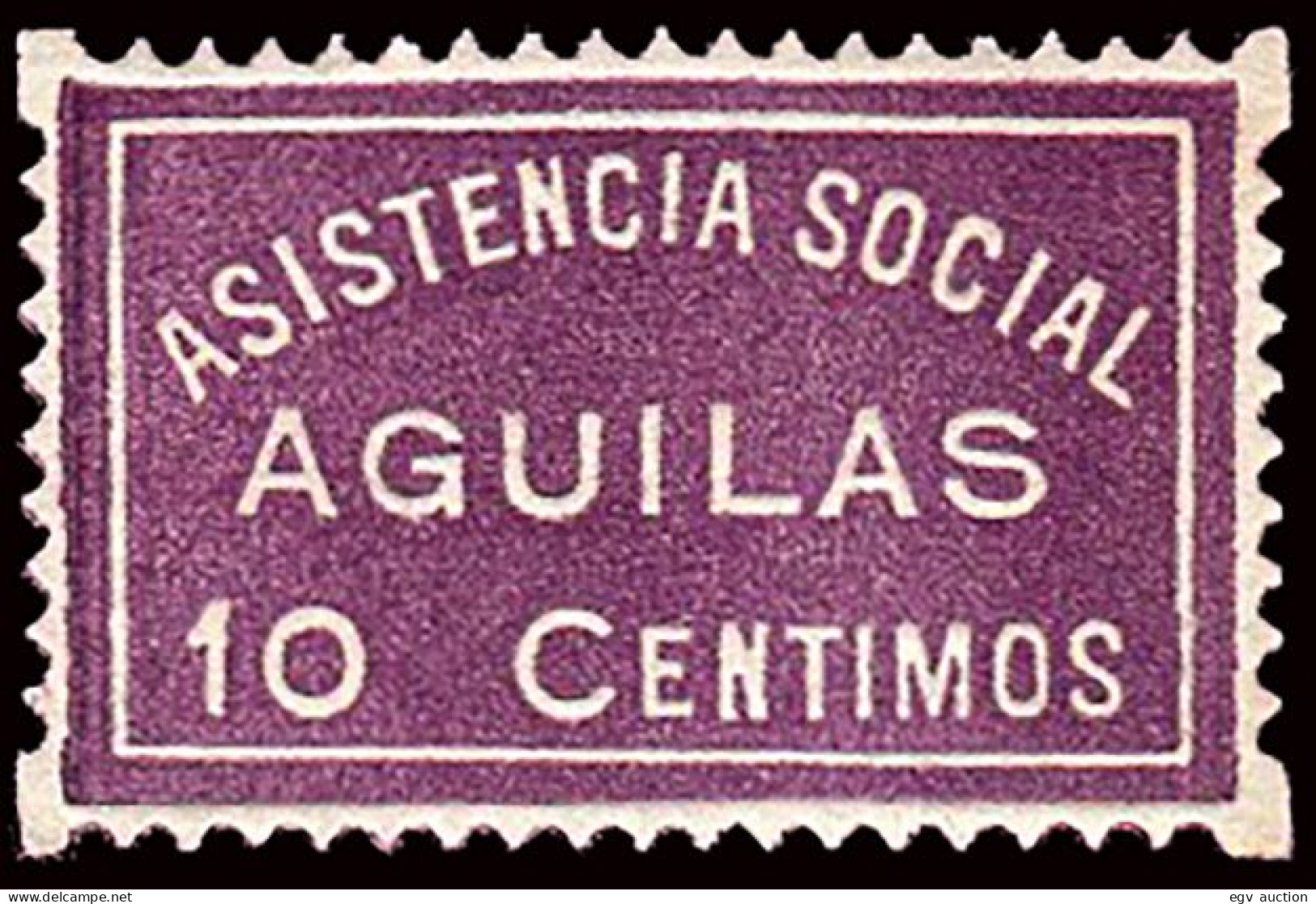 Murcia - Guerra Civil - Em. Local Republicana - Águilas - Allepuz ** 2 " 10cts. Asistencia Social" - Spanish Civil War Labels