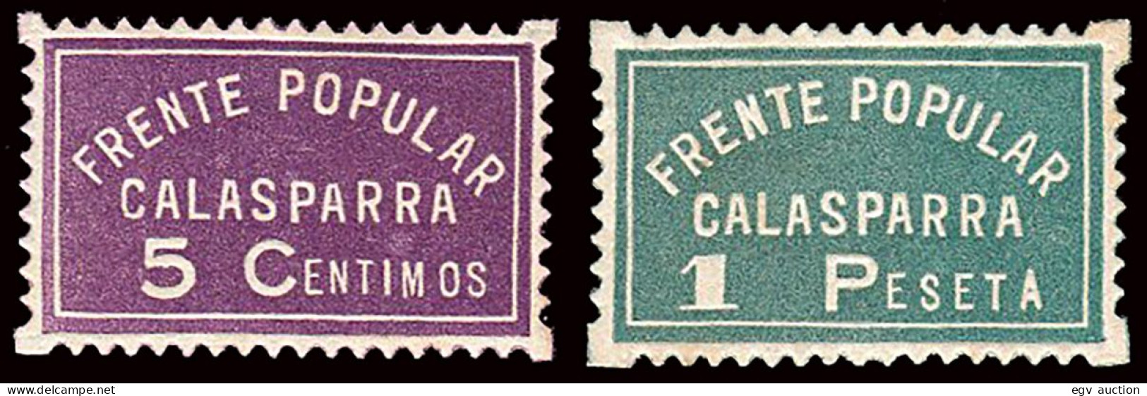 Murcia - Guerra Civil - Em. Local Republicana - Calasparra - Allepuz * 1+3 "Frente Popular" - Spanish Civil War Labels