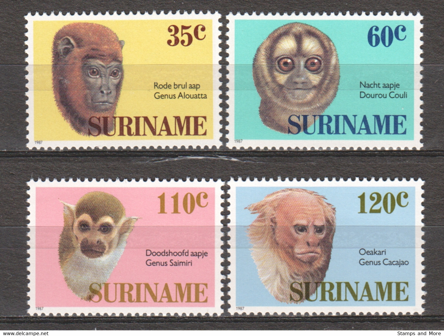 Surinam 1987 Mi 1194-1197 MNH MONKEYS - Apen