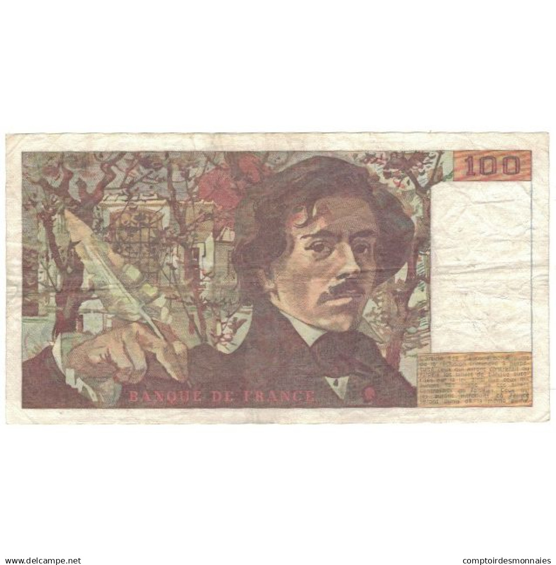 France, 100 Francs, Delacroix, 1989, G.145, Error / Fauté, TB, Fayette:69.13c) - 100 F 1978-1995 ''Delacroix''