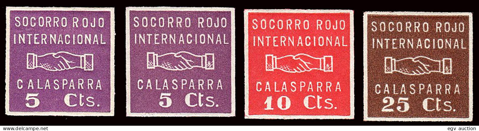 Murcia - Guerra Civil - Em. Local Republicana - Calasparra - Allepuz * 8+9+10+11 - "Socorro Rojo" - Spanish Civil War Labels