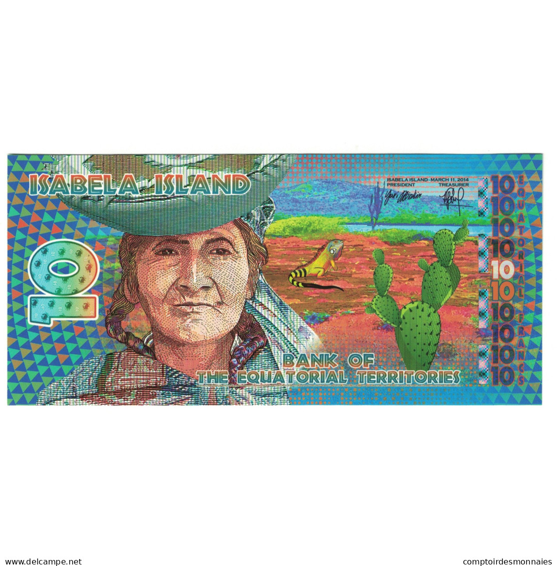 Billet, Équateur, 10 Francs, 2014, 2014-03-11, ISABELA ISLAND FRANCS - Equateur