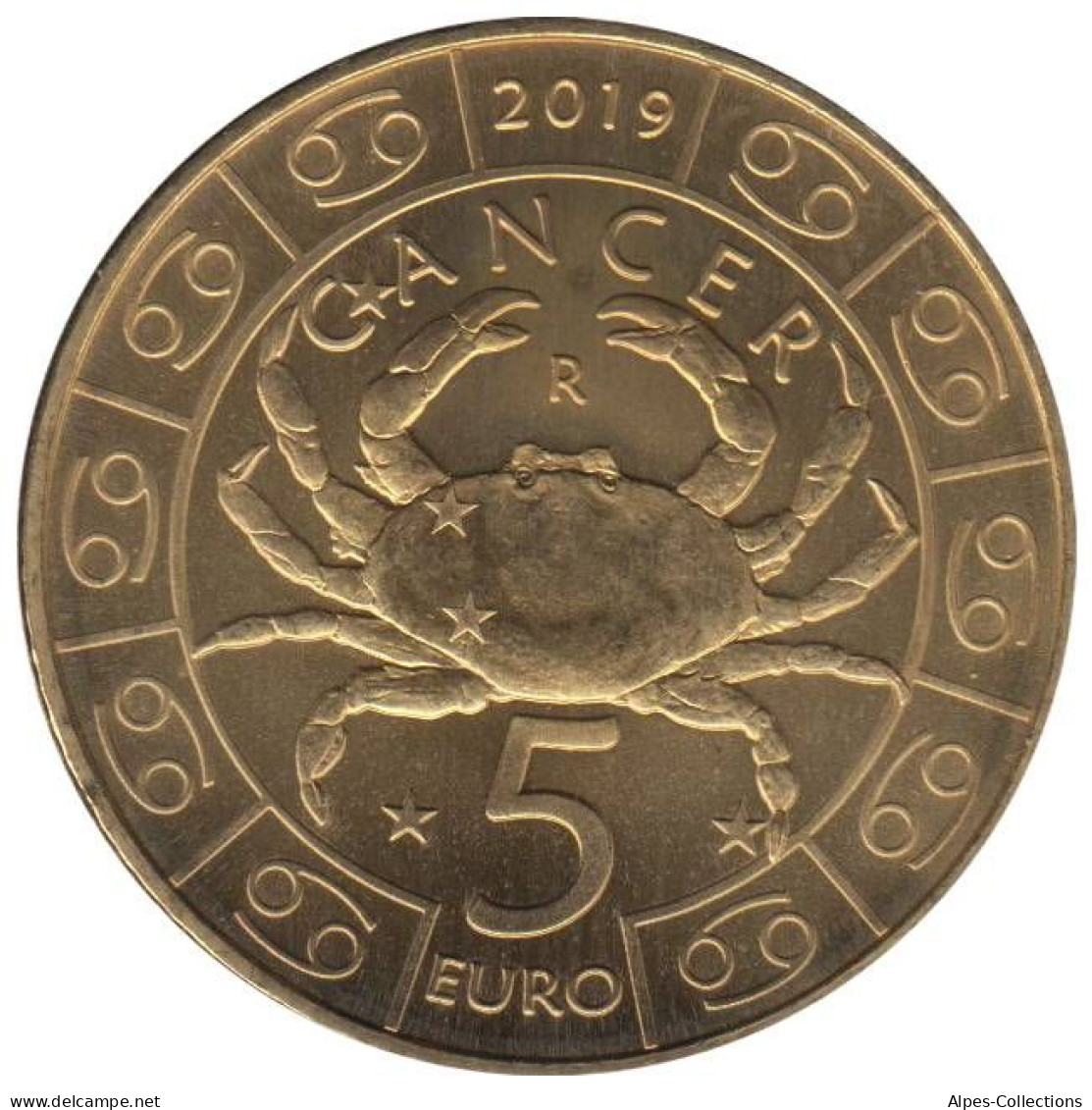SAX00519.2 - SAINT MARIN - 5 Euros - Signes Du Zodiaque - Cancer - 2019 - San Marino