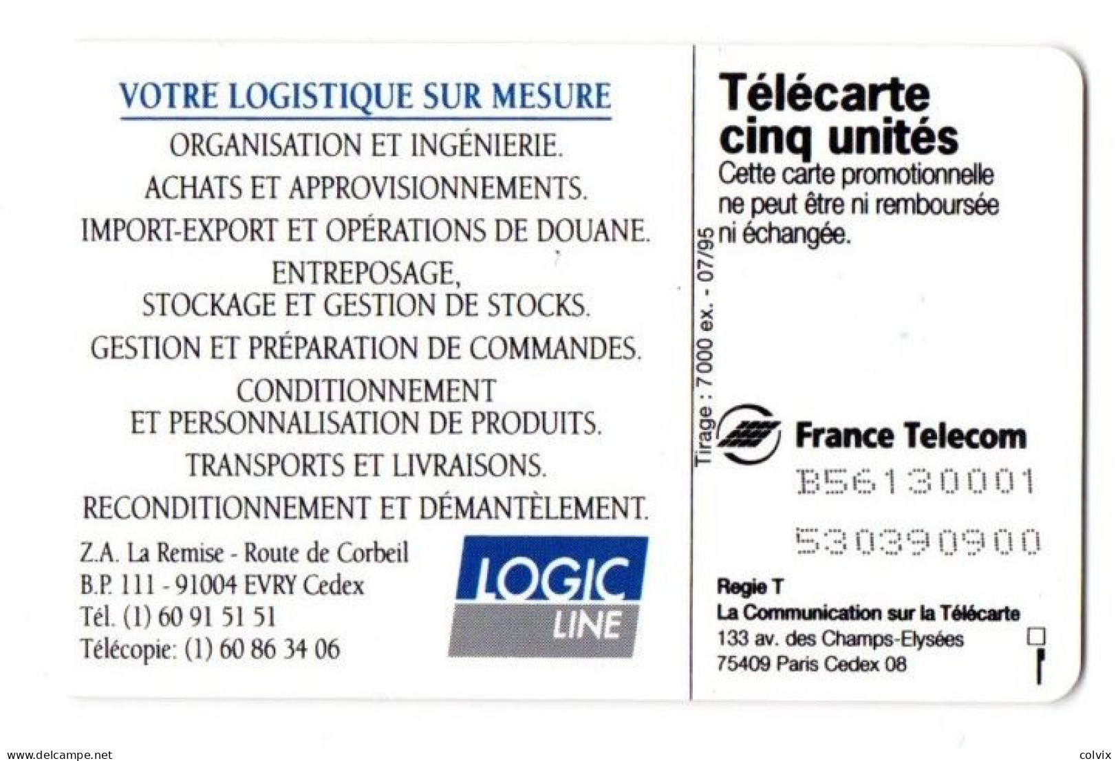 FRANCE TELECARTE 5 UNITES  GN164 LOGIC LINE  NEUVE MINT Date 07/1995 5733 Ex - 5 Unità