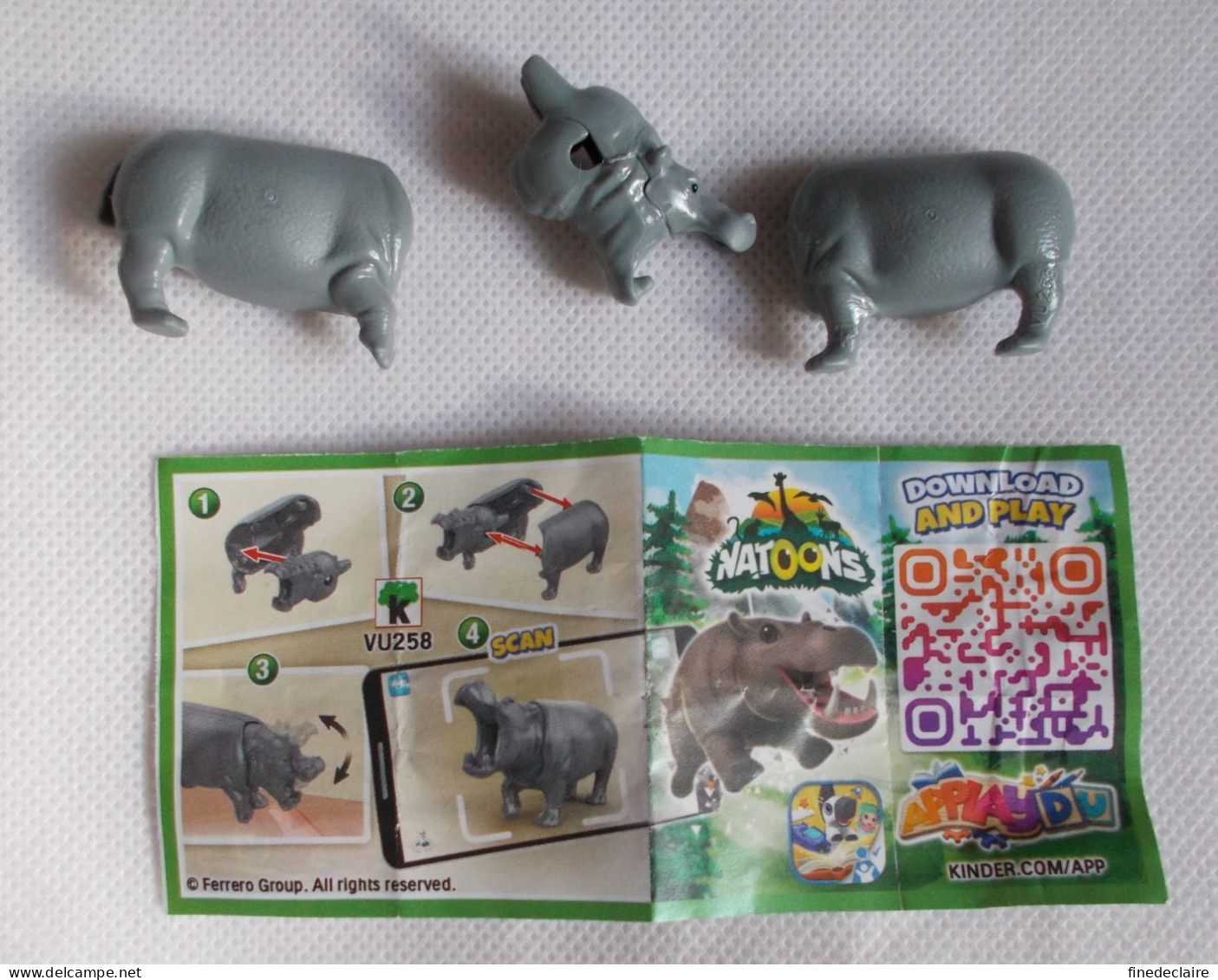Kinder - Natoons - Animaux - Hippopotame - VU258 - Avec BPZ - Montables