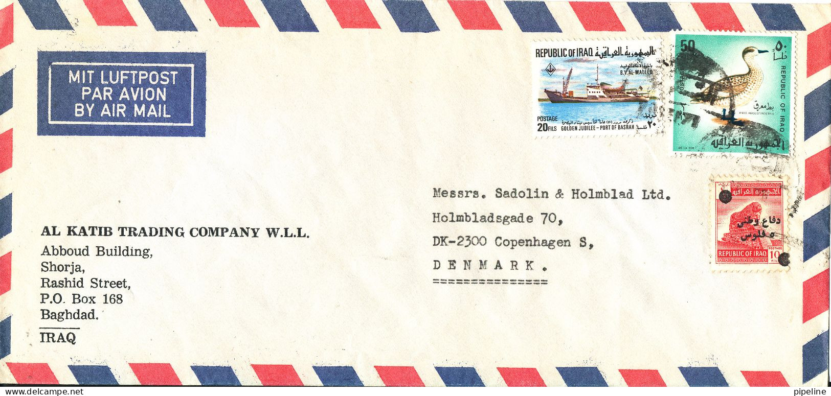 Iraq Air Mail Cover Sent To Denmark 1971 Topic Stamps - Iraq