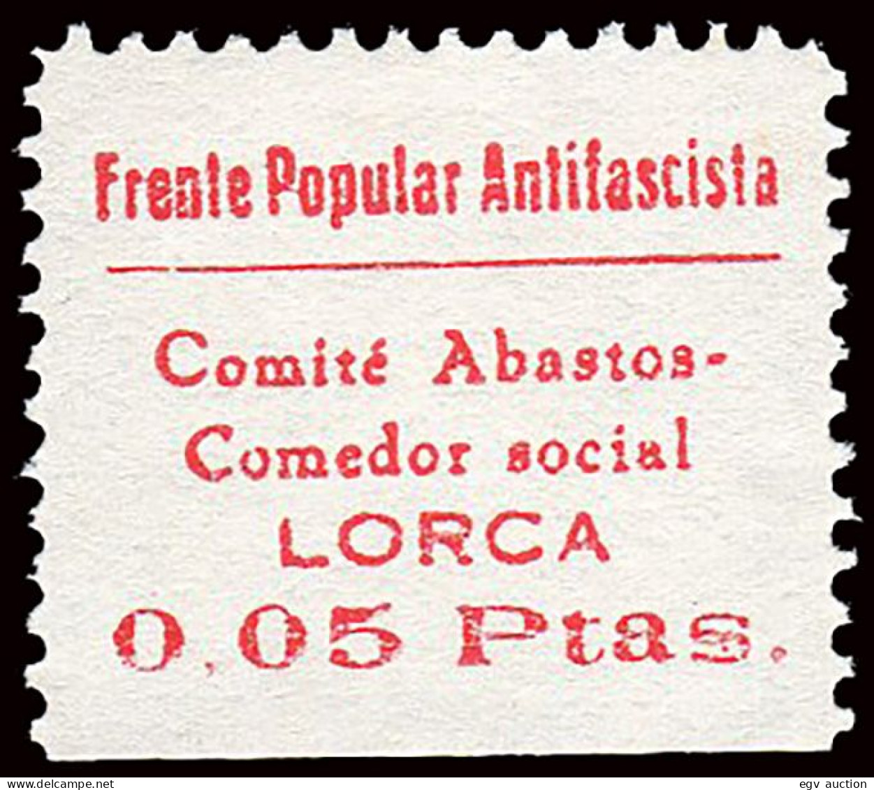 Murcia - Guerra Civil - Em. Local Republicano - Lorca - Allepuz ** 26 -" 5 Cts. Frente Popular" - Spanish Civil War Labels