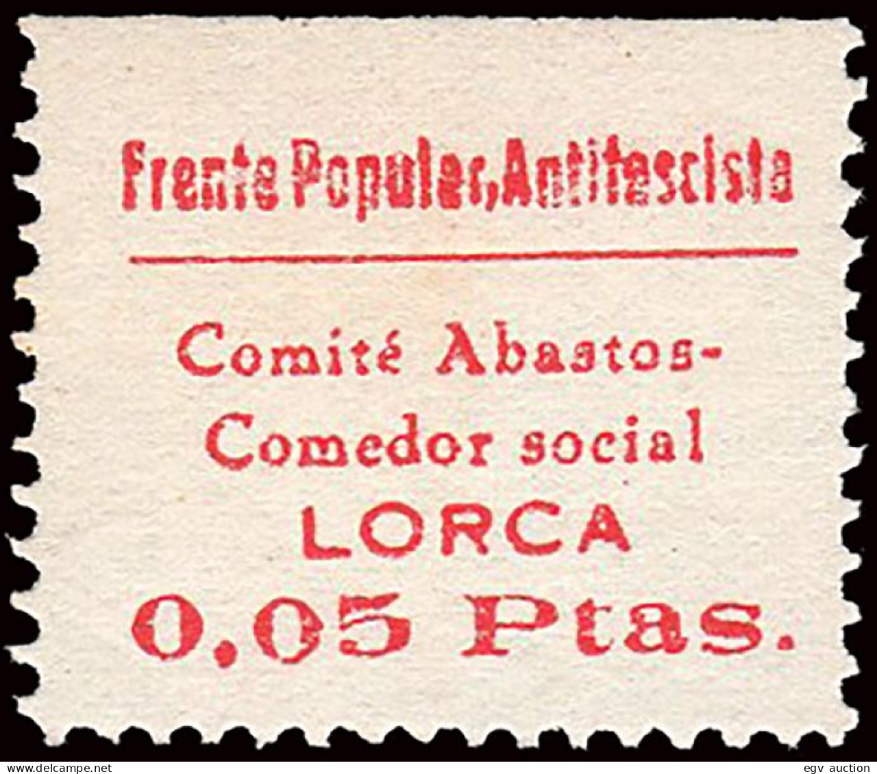 Murcia - Guerra Civil - Em. Local Republicano - Lorca - Allepuz * 26b - Variedad Coma Después De "Popular" - Spanish Civil War Labels