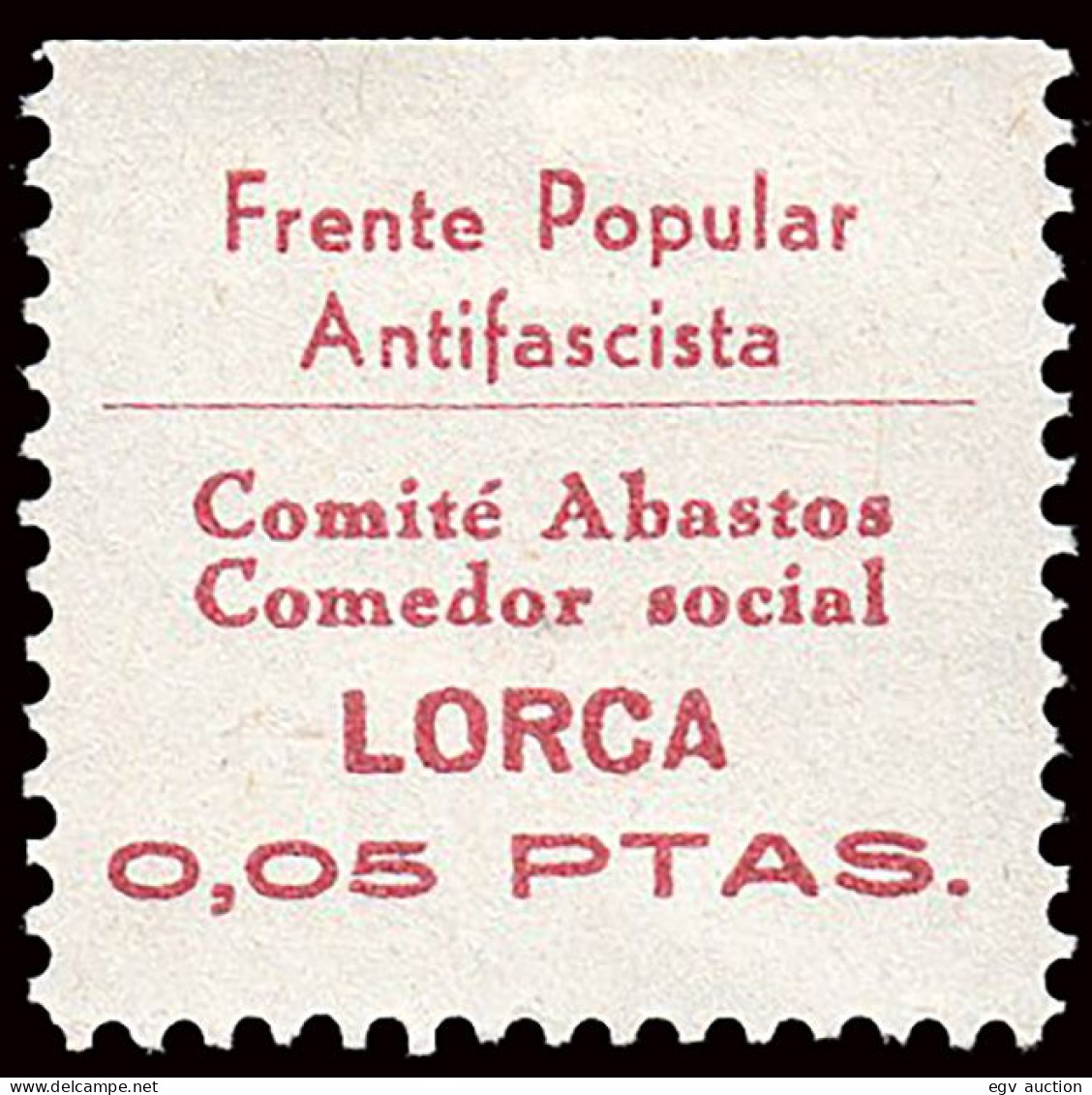 Murcia - Guerra Civil - Em. Local Republicano - Lorca - Allepuz ** 27 - "5cts. Frente Popular" - Spanish Civil War Labels