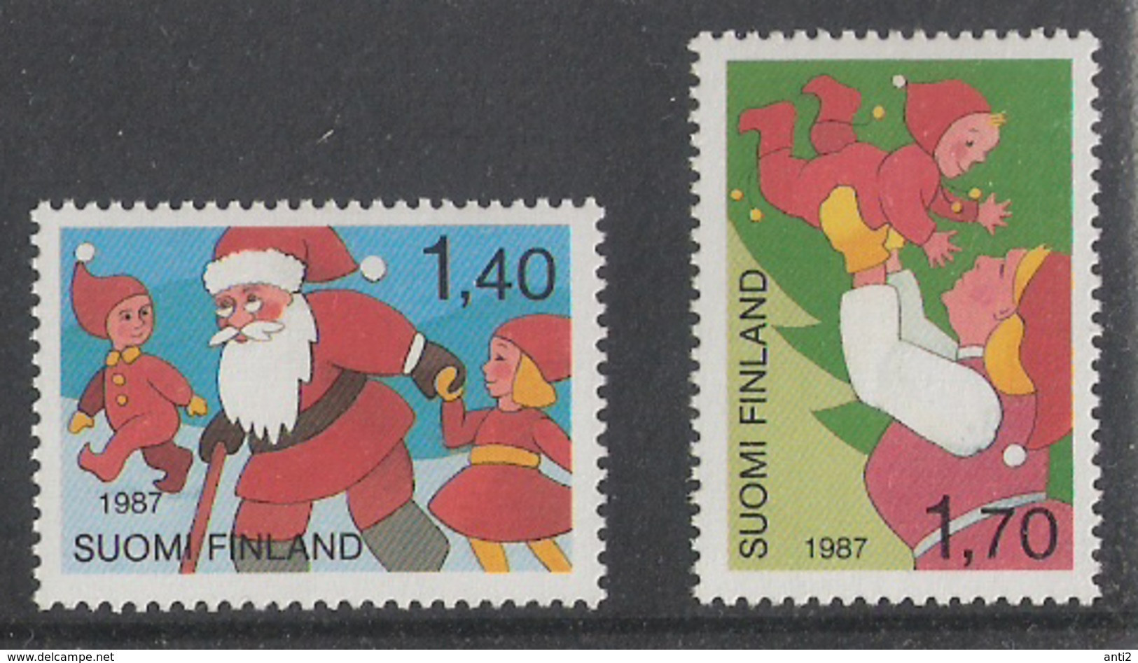 Finland 1987 Christmas, Santa Claus With Christmas Dwarfs, Woman With Christmas Dwarf Mi 1032-1033 MNH(**) - Unused Stamps